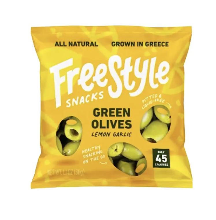 FREESTYLE SNACKS GREEN OLIVES LEMON GARLIC 30 GR