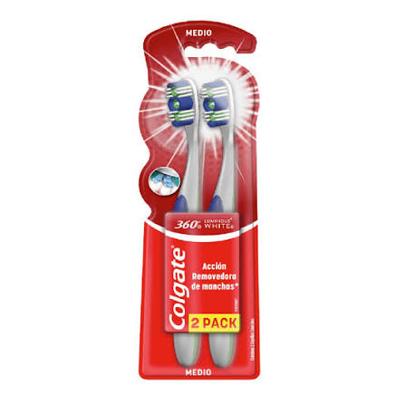 COLGATE CEPILLO DENTAL 360 LUMINOUS WHITE X2
