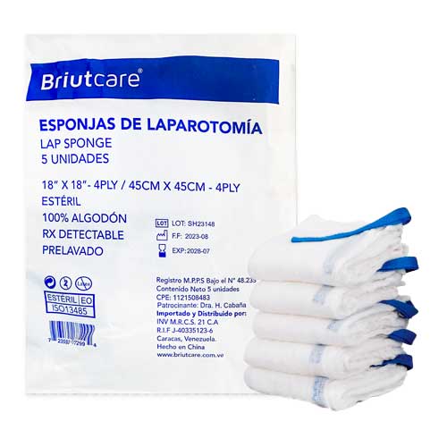 ESPONJA DE LAPAROTOMÍA 18X18 BRIUTCARE