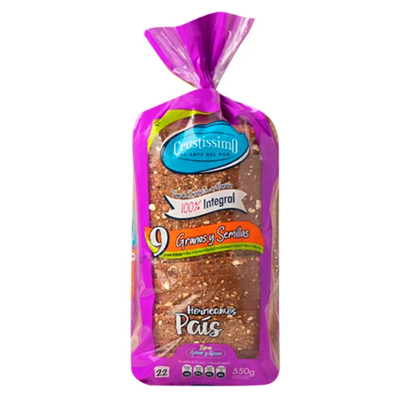 PAN SANDWICH INTEGRAL 9 GRANOS CRUSTISSIMO 550G