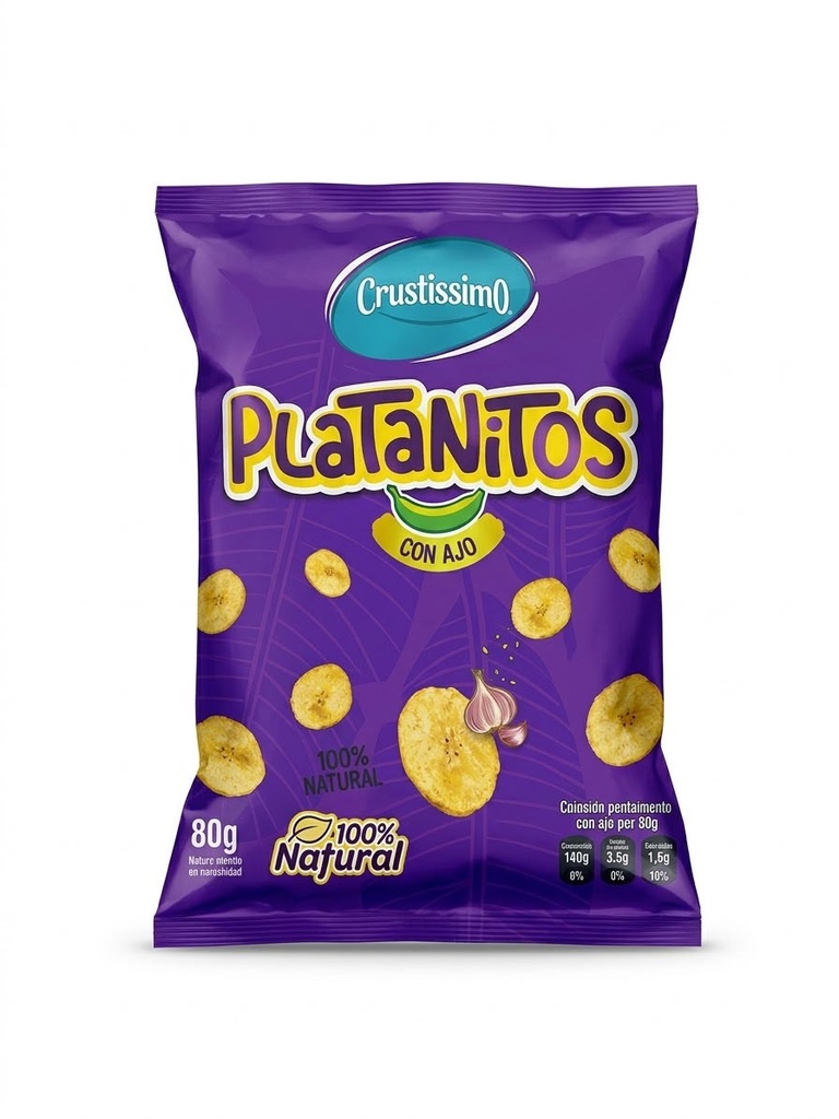 PLATANITOS SABOR AJO CRUSTISSIMO 80G