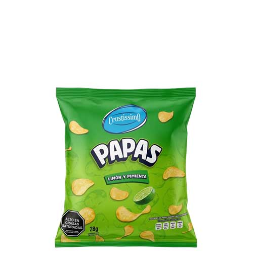 PAPAS FRITAS SABOR LIMON PIMIENTA CRUSTISSIMO 28G