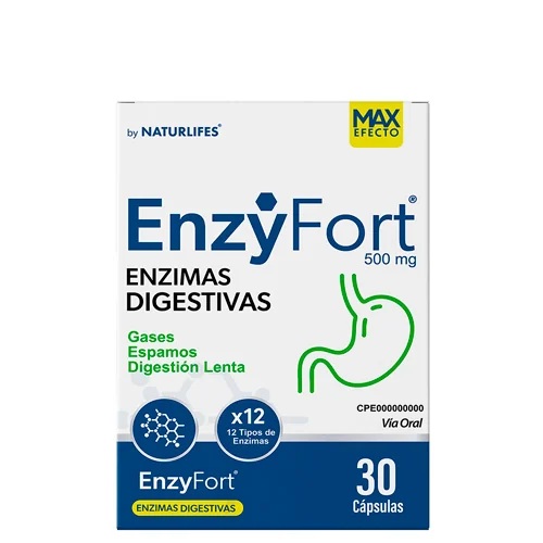 ENZYFORT ENZIMAS DIGESTIVAS 500MG X 30 CAPS NATURLIFE