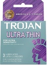 TROJAN ULTRA THIN X 3 LUBRICATED LATEX CONDOMS