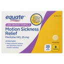 MOTION SICKNES LESS DROWSY FORMULA X 8 TABLETS EQUATE